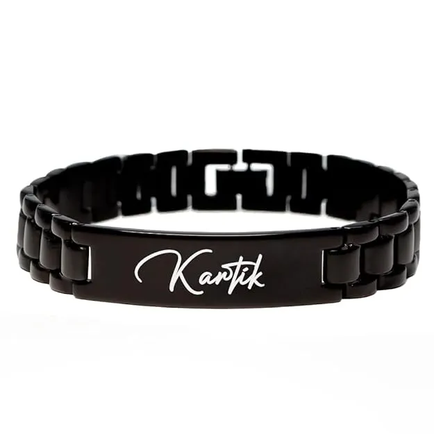 Men’s Custom Name Bracelet – Engraved Stainless Steel Adjustable Bracelets for Him | Personalized Jewelry Gift in Gold, Silverv - Product Details