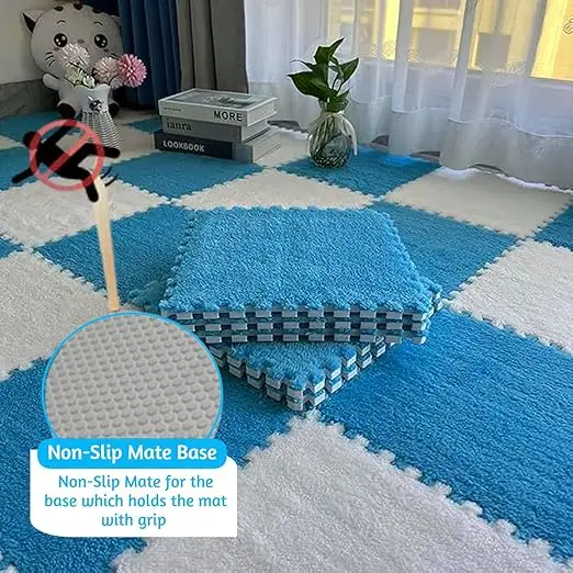 10mm Kids mats for Floor Soft Plush Foam Babies Puzzle Interlocking Play mats for Crawling Playing Tile mat Carpet Rug for Infants and Toddlers - Product Details