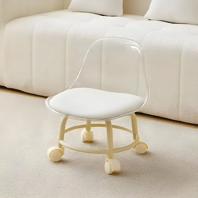 Modern Design Rolling Stool, Wheeled Base, Cushioned Seat - Product Details